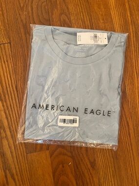 American Eagle Outfitters Men's Crewneck Tee in Light Blue